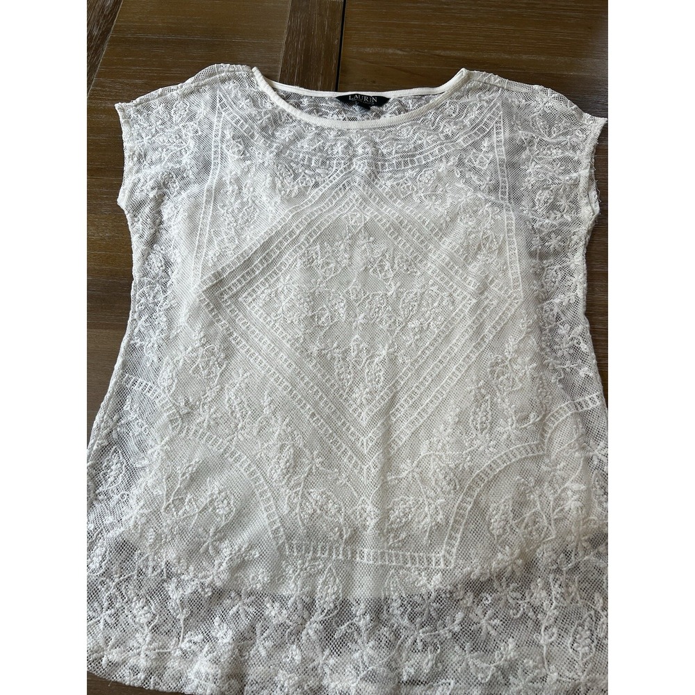 Ralph Lauren Lace Top With Camisole Ivory Delicate Dressy Wedding Small